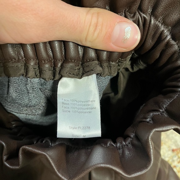 Elan Vegan Leather Mocha Pants - Picture 6 of 8